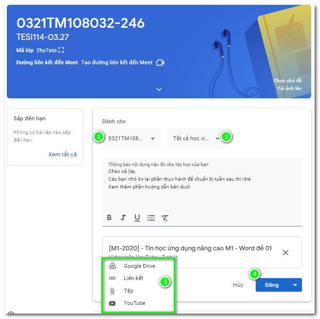 Hướng dẫn sử dụng Google Classroom dành cho Giảng viên 389