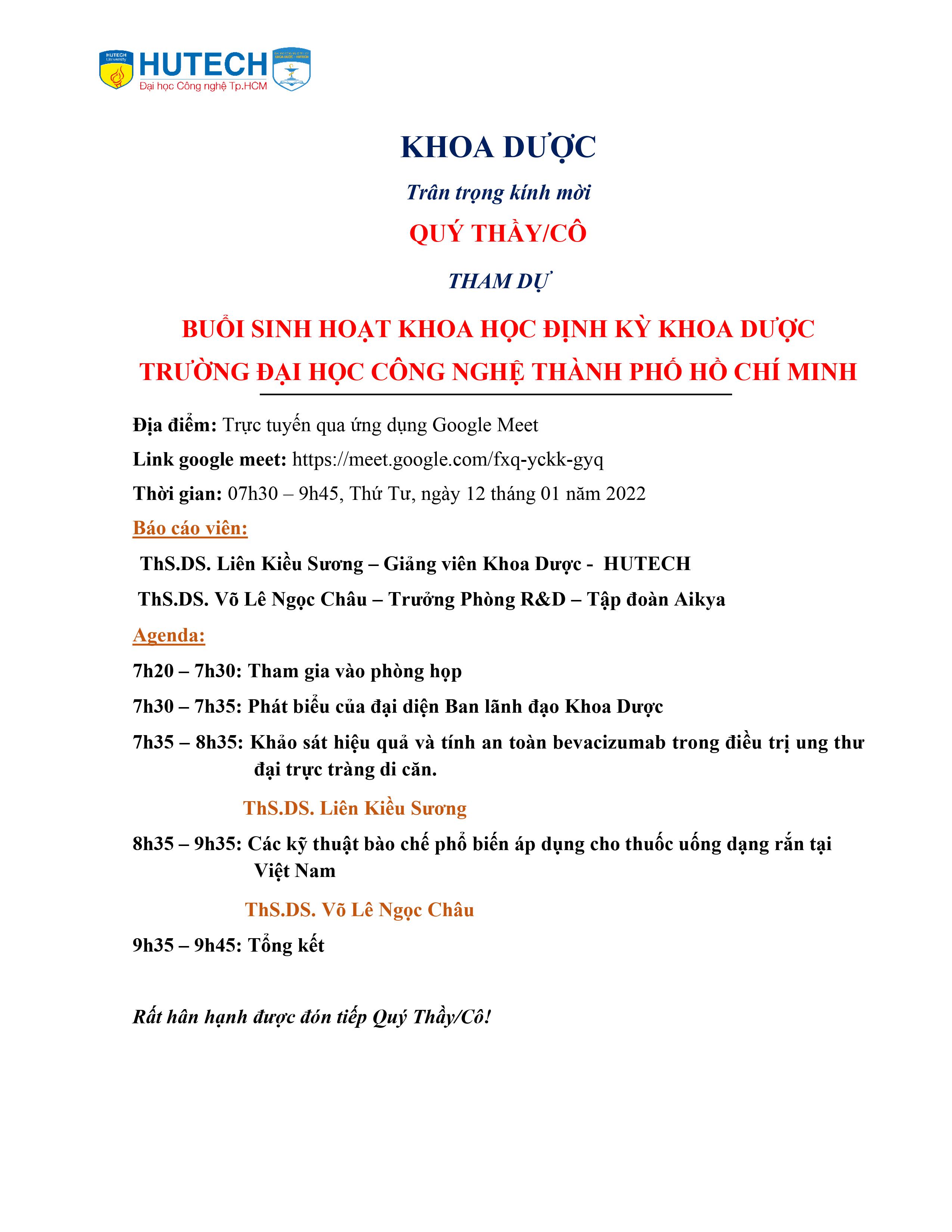 Thông báo - Thư mời tham dự sinh hoạt Khoa học định kỳ tháng 01/2022 4