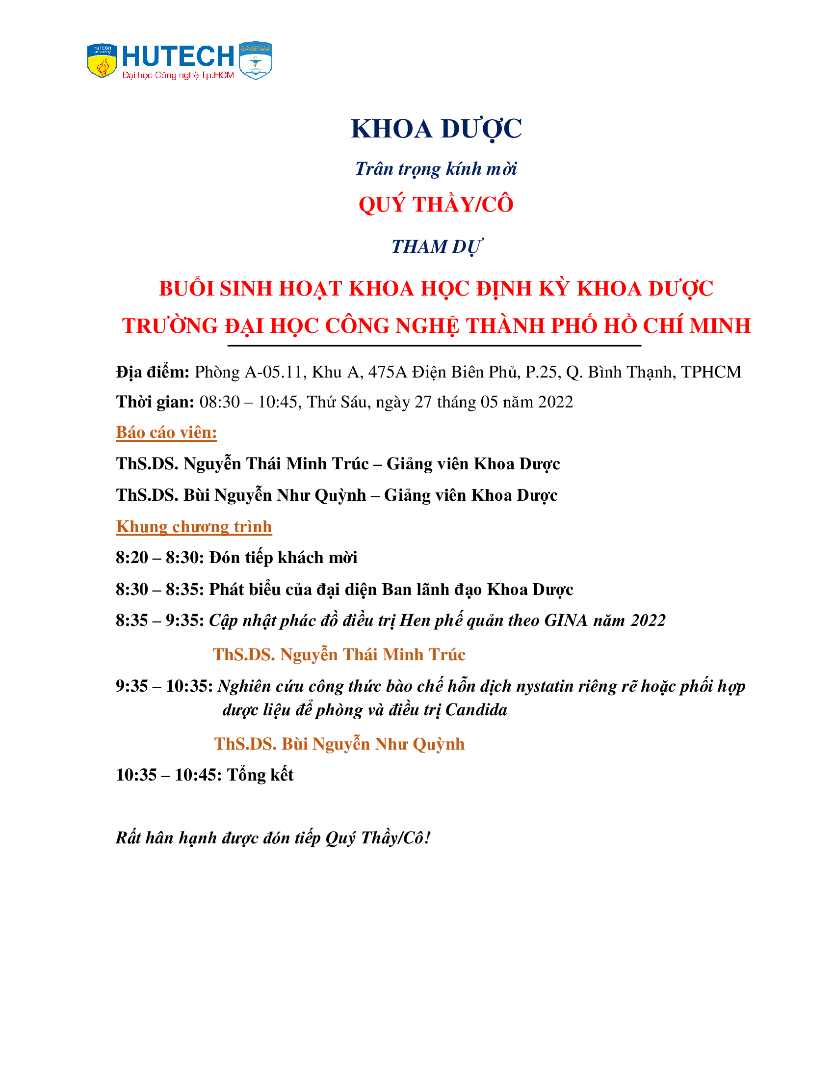 Thông báo - Thư mời tham dự sinh hoạt Khoa học định kỳ tháng 05/2022 4