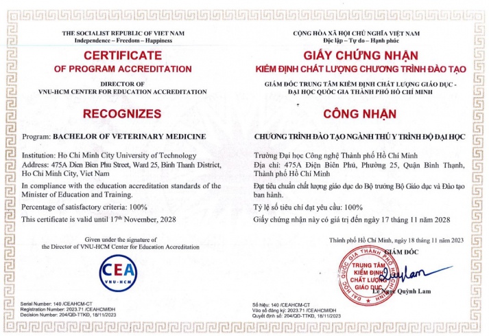Chương trình đào tạo ngành Thú y - 13win com Đăng ký 60K - Chăn nuôi đã đạt chứng nhận tiêu chuẩn chất lượng 2