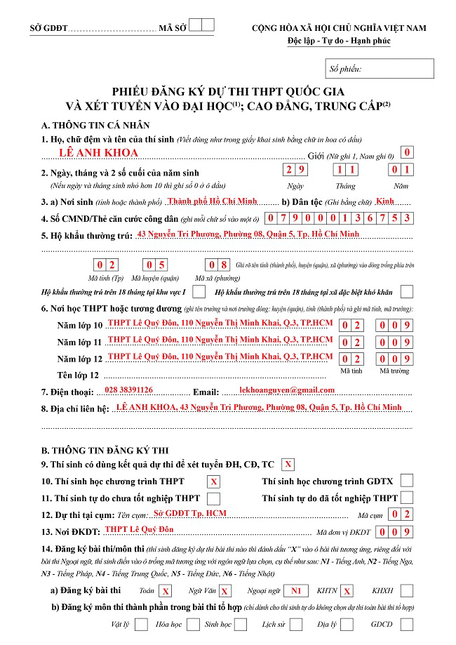 Hướng dẫn ghi hồ sơ đăng ký dự thi THPT quốc gia năm 2019 61