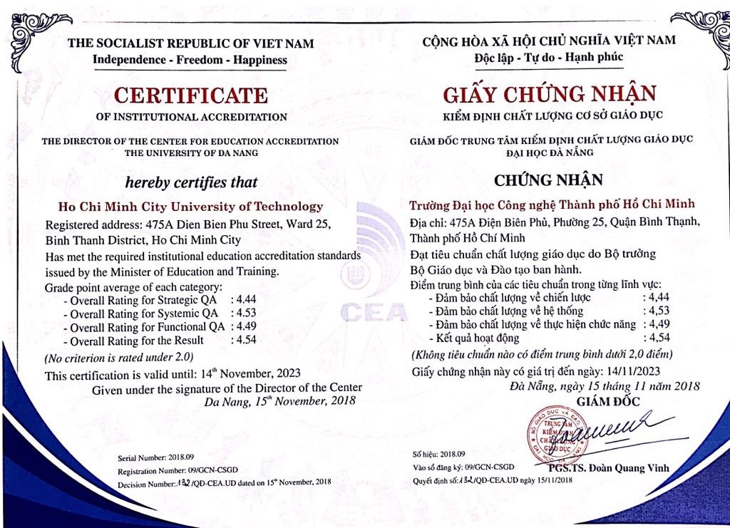 Giấy chứng nhận kiểm định chất lượng cơ sở F13win nhà cái 3