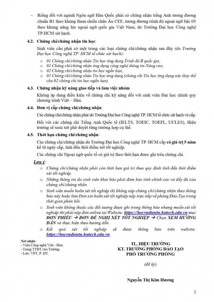 Thông báo thời gian nộp online các chứng chỉ/chứng nhận điều kiện ngoại ngữ, tin học đối với Tải app 13Win Đại học chính quy Khóa 2020 – Chương trình Việt - Hàn 4