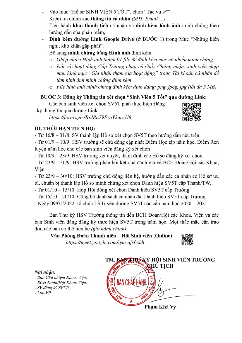 Thông báo Thu nhận Hồ sơ xét chọn SV5T Cấp Trường NH: 2020 - 2021 4