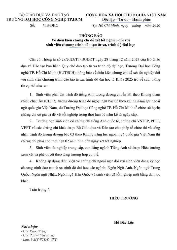 Thông báo về điều kiện chứng chỉ để xét 13Win13 link đăng nhập đối với  Tải app 13Win chương trình đào tạo từ xa, trình độ Đại học 2
