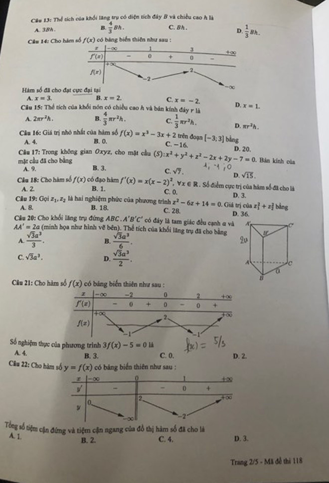 [Mới nhất] - Đề thi THPT QG môn Toán và gợi ý giải đề 124