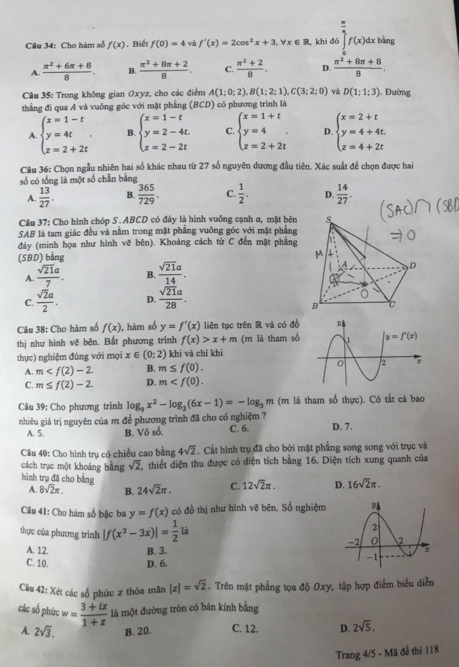[Mới nhất] - Đề thi THPT QG môn Toán và gợi ý giải đề 130