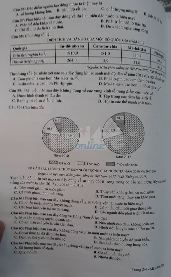 [Mới nhất] - Đề thi THPT QG môn Địa Lý và gợi ý giải đề 43