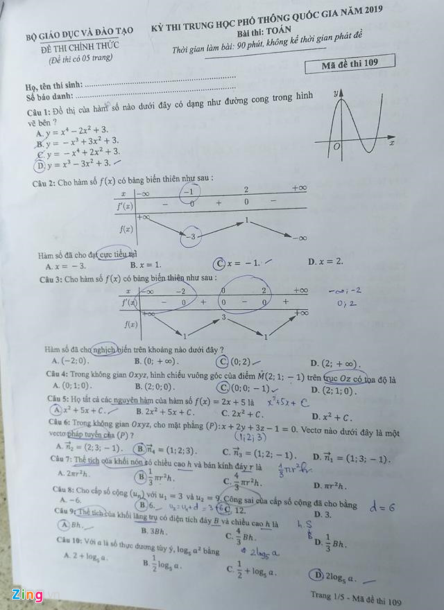 [Mới nhất] - Đề thi THPT QG môn Toán và gợi ý giải đề 143