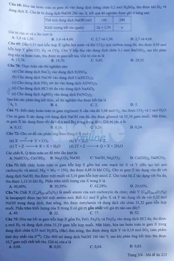 [Mới nhất] - Đề thi THPT QG Hóa học và gợi ý giải đề 60
