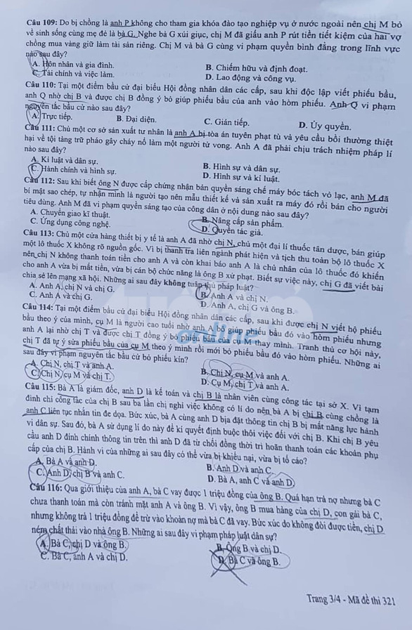 [Mới nhất] - Đề thi THPT QG môn Giáo dục công dân và gợi ý giải đề 50