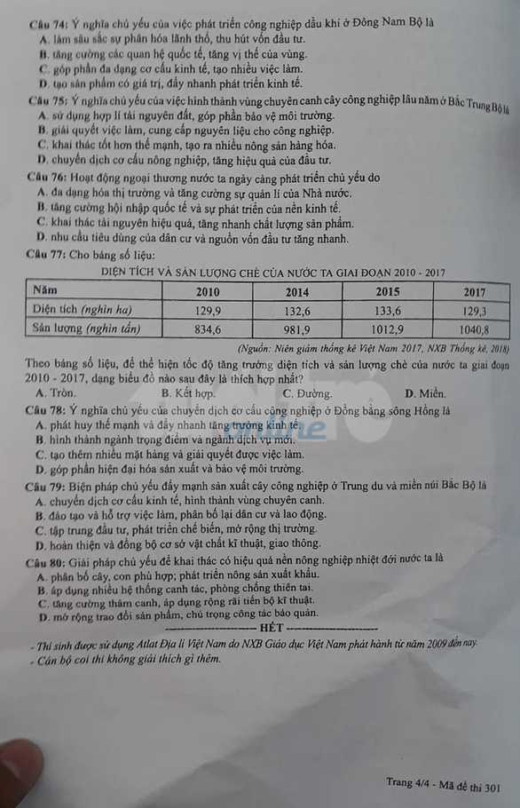 [Mới nhất] - Đề thi THPT QG môn Địa Lý và gợi ý giải đề 49