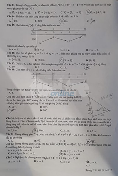 [Mới nhất] - Đề thi THPT QG môn Toán và gợi ý giải đề 76