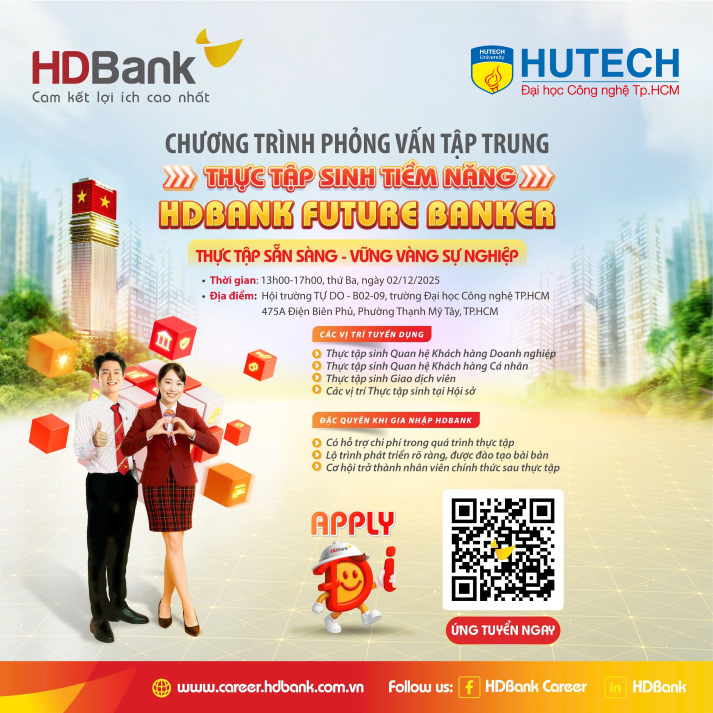 13Win 21 link không chặn Khoa Tài chính - Thương mại nắm bắt cơ hội thực tập “vàng” tại HDBank Future Banker 2025 vào 02/12 tới 9