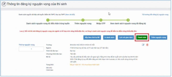 Hướng dẫn nộp lệ phí đăng ký xét tuyển 13Win32 đăng nhập trực tuyến 57