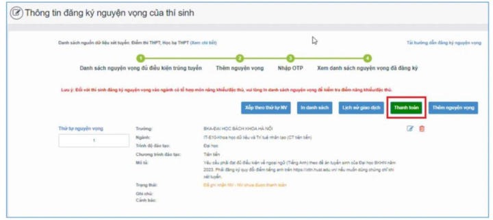 Hướng dẫn nộp lệ phí đăng ký xét tuyển 13Win32 đăng nhập trực tuyến 79