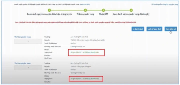Hướng dẫn nộp lệ phí đăng ký xét tuyển 13Win32 đăng nhập trực tuyến 68