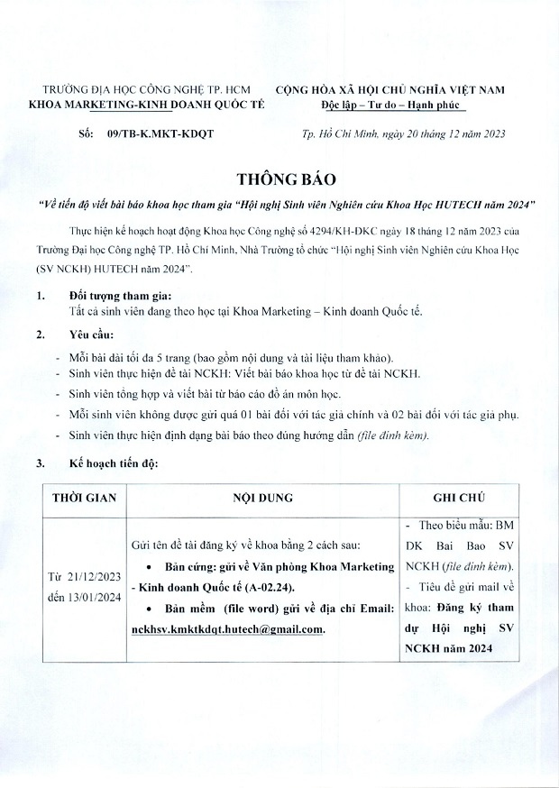[THÔNG BÁO] V/v Tiến độ viết bài báo khoa học tham gia "Hội nghị Tải app 13Win Nghiên cứu khoa học 13WIN13 năm 2024" 3