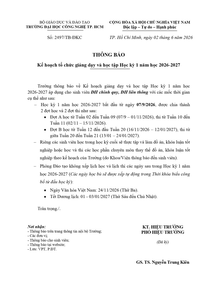 Thông báo Kế hoạch tổ chức 13Win nhà cái Truy cập link và 13Win 21 kênh chính thức Học kỳ 1 năm học 2026-2027 2