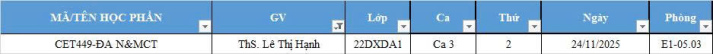 THÔNG BÁO - Lịch học Đồ án Nền và móng công trình - CET449 - HK1B 4
