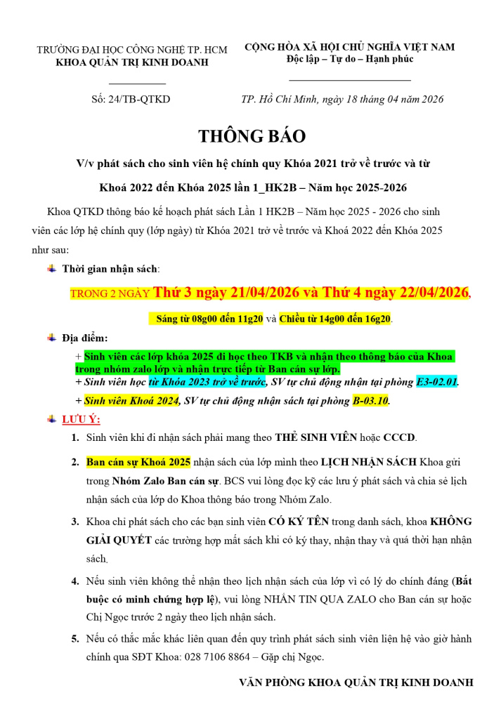 Thông báo phát sách cho Tải app 13Win hệ chính quy lần 1_HK2B – Năm học 2025-2026 3