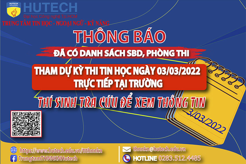 THÔNG BÁO LỊCH THI TIN HỌC NGÀY 03/03/2022 2