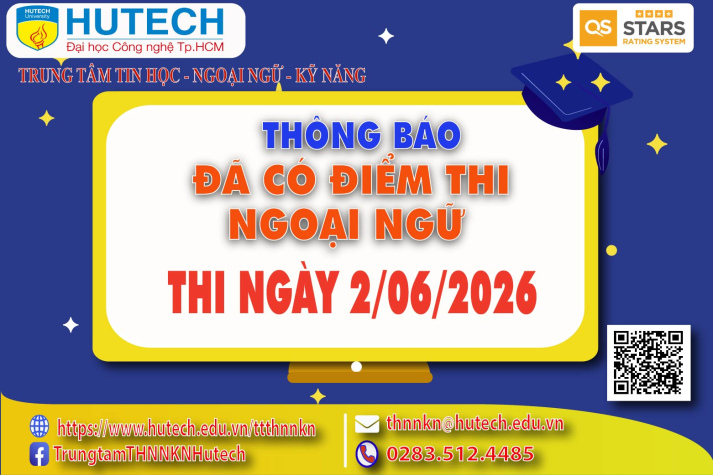Thông báo đã có kết quả thi Ngoại ngữ, thi ngày 2/06/2026. Thí sinh tra cứu theo hướng dẫn 2