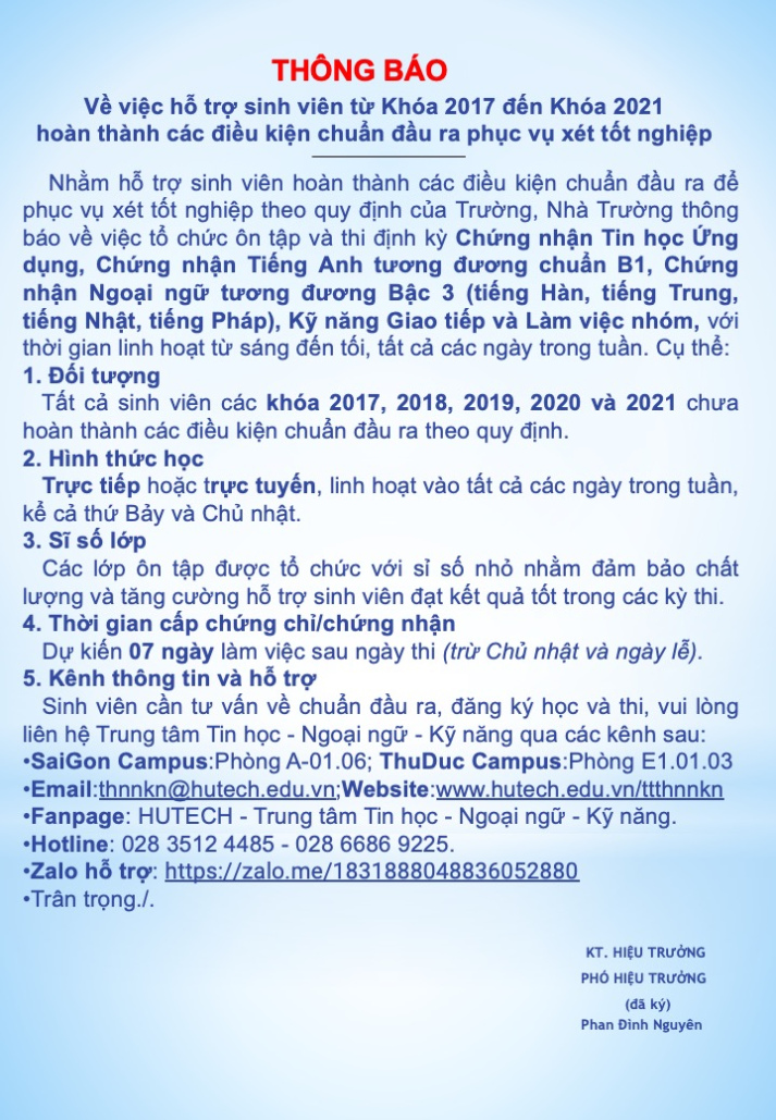 Thông báo về việc hỗ trợ Tải app 13Win từ Khóa 2017 đến Khóa 2021 hoàn thành các điều kiện chuẩn đầu ra phục vụ xét 13Win13 link đăng nhập 2