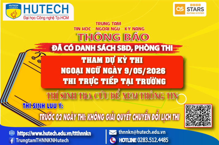 Đã có danh sách phòng thi, số bao danh Thi Ngoại ngữ, thi ngày 9/05/2026. Thi sinh tra cứu để biết thông tin 2