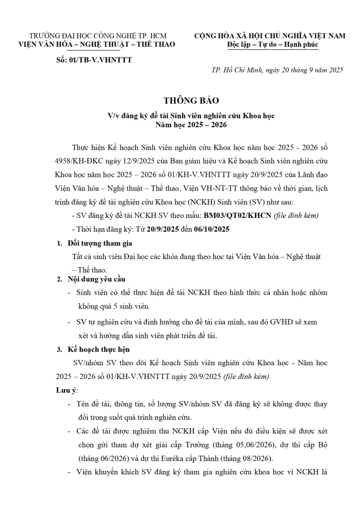 Thông báo V/v đăng ký đề tài 13Win 21 link không chặn nghiên cứu Khoa học năm học 2025 – 2026 3