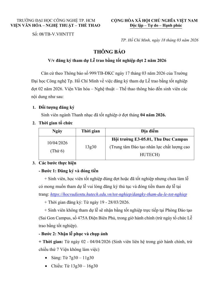 Thông báo về việc đăng ký tham dự Lễ trao bằng 13Win13 link đăng nhập đợt 2 năm 2026 2