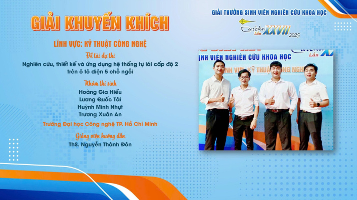 VINH DANH NHỮNG NHÀ NGHIÊN CỨU TRẺ CỦA VIỆN KỸ THUẬT 13WIN13 TẠI GIẢI THƯỞNG SINH VIÊN NGHIÊN CỨU KHOA HỌC EURÉKA LẦN XXVII! 47