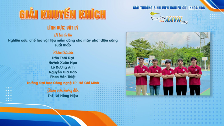VINH DANH NHỮNG NHÀ NGHIÊN CỨU TRẺ CỦA VIỆN KỸ THUẬT 13WIN13 TẠI GIẢI THƯỞNG SINH VIÊN NGHIÊN CỨU KHOA HỌC EURÉKA LẦN XXVII! 24