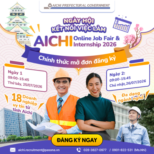 [MIỄN PHÍ THAM DỰ] NGÀY HỘI KẾT NỐI VIỆC LÀM AICHI ONLINE JOB FAIR & INTERNSHIP 2026 CHÍNH THỨC MỞ ĐƠN ĐĂNG KÝ DÀNH CHO SINH VIÊN HOẶC NGƯỜI ĐÃ TỐT NGHIỆP